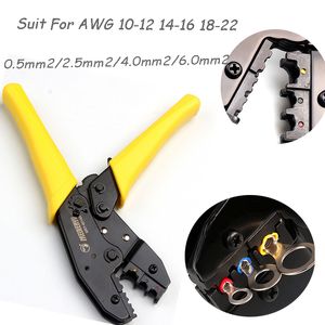 Ratcheting crimp alicate para 0.5m2-6.0mm2 AWG 22-10 Terminator Fio Cabo Cutters Ferramentas Braçadeira Terminais de Bloqueio Pressione o Crimper Y200321