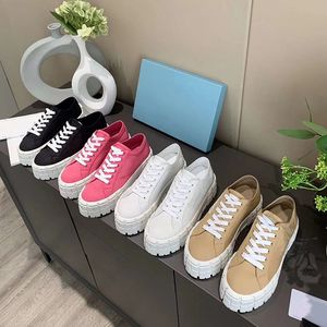 Designer Wheel Cassetta Platform Women Shoes Flat Sneakers Thick Flat Lace-up Fabric Casual Shoes Women Trainers Heighten Shoes With Box 26