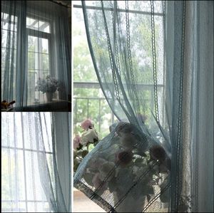 Coreano puro cor laço imitação cânhamo tela sala de estar sala de estar balcony baía janela partição cortinas