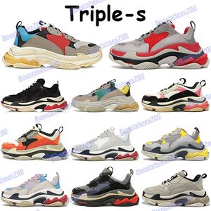 Triple S Mens Casual Shoes Grey Blue Beige Green Yellow Granatowy White Black Rose Gold Silver Red Chaussures Fashion Platform Sneaker
