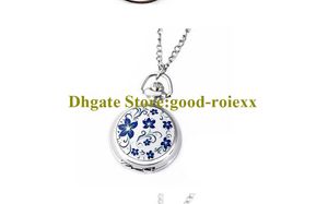 Casual Enamel Women's Pocket Watch Necklace Accessories Sweater Chain Ladies Hanging Mens Quartz Mirror Watches A00069