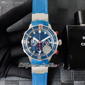 2022 Mergulhador 1503-170le-3-93-Hammer Miyota Quartz Chronograph Mens relógio de aço Blue Dial Stick Marcadores de borracha Strap Stopwatch Puretime Edition Limited Relógios F12