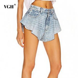 VGH Sexy Loose Denim Women Shorts Skirts High Waist Ruched Mini Evening Party Short Jeans For Female Fashion Clothing Tide Y200822