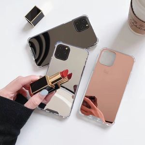 Mirror Phone Case Make Up Shockproof TPU PC الغطاء الخلفي للأكريليك لـ iPhone 15 14 13 12 MINI 11 Pro X XS MAX XR 7 8 Plus SE