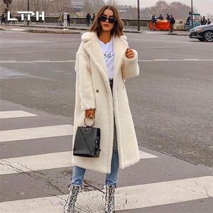 Ltph 2020 inverno nova chegada moda casual simples cor sólida cor casaco de pele mulheres grossas cordeiro cabelo manga longa casaco de casaco de cashmere