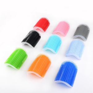 Cat Corner Brush Long Hair Squeaky Face Massage Plastic Scratch Comb Comfortable Self Grooming Brush Hand Wall Toy Cats With Catnip CFYL0223