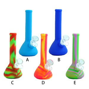 Estilo do beaker Bong fumando tubos de água tabaco Dab equipamento para fumo seco erva vaporizador de cera portátil com tigela de metal removível