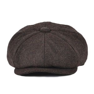 BOTVELA Newsboy Cap for Men Women Wool Blend Tweed Herringbone 8 Panel Apple Caps Cabbies Hat Woolen Headpiece Beret Hats 005 201216