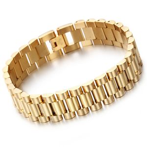 316 Stainless steel High polished Silver Gold brand man's chain bracelet watch strap band bangle bracelets jewelry width 11mm 15mm