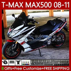 Corpo da motocicleta para Yamaha T-Max500 tmax-500 Max-500 T 08-11 Bodywork 107No.21 Tmax Max 500 Branco Preto Tmax500 Max500 08 09 10 11 XP500 2008 2008 2010 2011