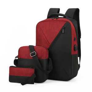 Benutzerdefinierte neue Rucksack Trend koreanischen Stil Männer und Frauen dreiteilige Oxford-Stoff USB Laptop Computer Rucksack Schule Business-Tasche