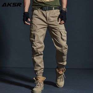 Aksr homens hip hop streetwear calças de carga de algodão tamanho grande flexível tático calças harem calças militares corredores sweatpants 201155