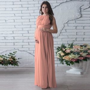 Neue Sommer Mutterschaft Kleidung Kleider für Foto ärmellose Chiffon Mode Schwangerschaft Kleidung große Größe schwangere Kleid A017 LJ201125