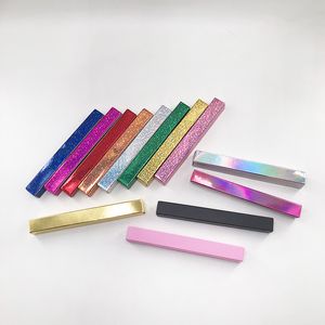 Wholesale holographic glittered soft rectangular box for self-adhesive waterproof eyeliner pen accept custom private label packaging