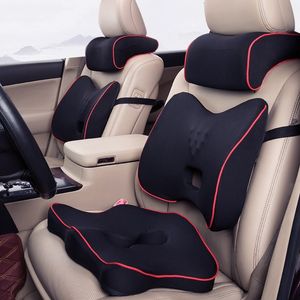 Memory Foam Car Pillow Headrest Hips Seat Cushion Protect Neck Cervical Vertebra Auto Back Support Cushion Car Seat Waist Sets 201216