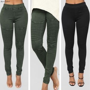 Borntogirl elástico sexy skinny lápis jeans para mulheres leggings mulheres fina fina cintura preta verde calça jeans calça 201105