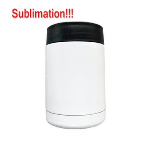 12oz Blank White Sublimation Mugs With Black Lid Stainless Steel Insulation Straight Tumblers Car Camping Carring Cups FY5077