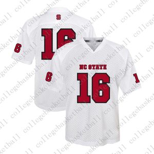 Sipariş üzerine NC State Wolfpack NCAA Gençlik # 16 Uzakta Beyaz Futbol Jersey Kişiselleştirilmiş Dikişli Herhangi İsim Numara XS-5XL
