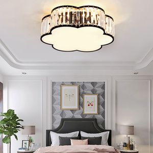 Modern Led Gold Crystal Ceiling Lights Living room decor Creative Black flowers Lamp For Bedroom Kitchen