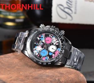 Orologio da uomo di alta qualità Funzione completa Cronometro Fashion Luxury Man Crime Acciaio inossidabile Movimento al quarzo di lusso Calendario Fiori Scheletro Bracciale Orologi Regalo