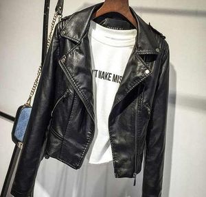 Ingrosso Giacca da donna in pelle moto con cerniera con cerniera cappotto punk biker giacche hip hop streetwear