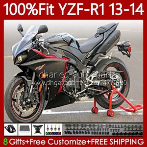 100% Fit OEM TRABALIFICAÇÃO PARA YAMAHA Glossy Black Moto YZF-R1 YZF-1000 YZF R1 1000CC 13-14 Corpo 94No.16 YZF R1 1000 CC YZFR1 13 14 YZF1000 2013 2014 Kit de Feira de Molde de Injeção