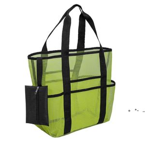 Mesh Beach Bag Stora Lätta Marknad Livsmedelsaffär Picnic Beach Tote Grön Blå Svart Beach Toy Bags RRE12808