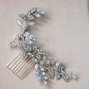 Jonnafe Crystal Hair Check Hair Headsece Wedding Wedding Hair Accessories Bridal Hair Jewelry Piece Y200409