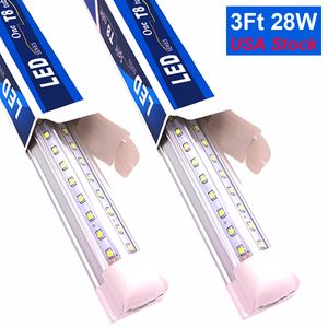 3FT LED Shop Lights ، 35 بوصة 3 قدم لمبات أنبوبية مدمجة قابلة للربط ، شكل V 28W 30W 6000LM ، 3 'أضواء أكثر برودة ، 35' '6500K AC85-277V شريط سلكي مباشر USA STOCK