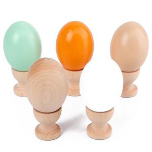 Ovos de Páscoa Favor Favor Crianças DIY Handmade Pintados Graffiti Simulação De Madeira Egg Easter Decorações JJE13162