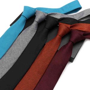 New Arrival Soft Mens Solid Colourful Neck Tie Fashion Wool Cotton Solid Skinny Ties Men Business Small Ties Designer Cravat Y1229