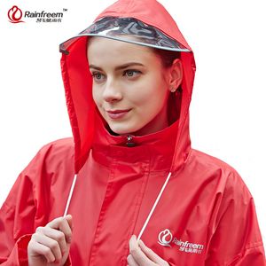 Rainfreem Hot Sale Raincoat Suit Hooded Motorcycle Poncho Motorcykel Ridning Rainwear S-6XL Fotvandring Fiske Rain Gear 201015