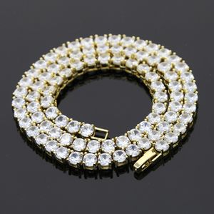 New Hip Hop 5A CZ Tennis Chain Necklace Plated Gold Sier Punk 5mm Cz Zircon Paved Long Longlaces for Women Boy Friend