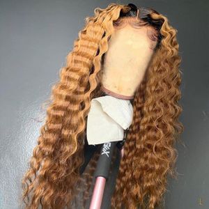 Ombre Body Wave Wigs 13x4 Lace Front Human Hair Wig Pre Plucked With Baby Hair Brazilian Remy Human Hair Wig 1b/27 Honey Blonde