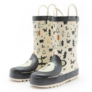 Kushyshoo Çocuklar Yağmur Botları Kızlar Su Geçirmez Çocuk Lastik Çizmeler Sevimli Karikatür Ayı Toddler Boy Rainboots Kaymaz Çocuklar Ayakkabı LJ201027