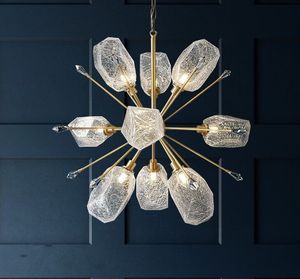 Nordic Diamond LED-ljuskrona Lighting K9 Crystal Koppar Lyxhängande lampa för vardagsrum Sovrum Hem Deco Creative Fixtures