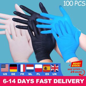 100PCS Engångshandskar Nitril Gummi Handskar Latex för hemmat Laboratory Rengöring Gummihandskar Multifunktionella Hem Tools 201021