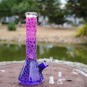 Hookahs Ice Pinch Beaker Big Bongs 13 tums Heady Glas Bong Vattenrör Lila Färgglada Downstem Oil Dab Rigs LXMD20108 Handwork Handcraft 7mm tjock