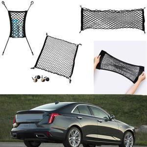 För Cadillac CT4 2019-2023 Bil Auto Vehicle Black BACK TRUNK COGGAGE ARGANGERA LAGRING NYLON PLAIN VERTICAL SEAT NET