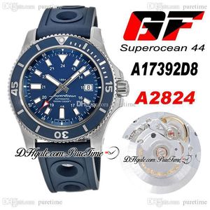 GF 44 мм специальный Y1739310 ETA A2824 автоматические мужские часы синий циферблат белые маркеры синий резиновый ремешок Лучшее издание PTBL PureTime A08A1