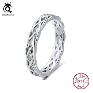 Orsa Juwelen Sterling Zilveren Ringen Vrouwen Unieke Twisted Vorm Ronde Ring Bruiloft Band Mode Sieraden Verjaardag Gift SR62