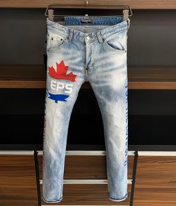 DSQ Phantom Kaplumbağa Erkek Kot Pantolon Lüks Tasarımcı Kot Sıska Yırtık Serin Adam Nedensel Delik Denim Moda Markası Fit Kot Pantolonlar Pantolon 2033