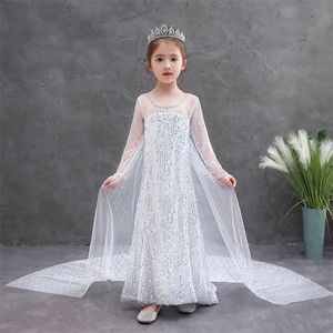 Девушки детские износа блестящие девочки платье с длинным рукавом платье косплей принцесса крепкие платья для девочек 3-10 лет LJ200923