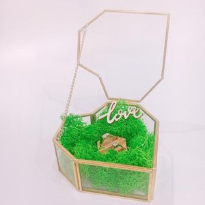 Prezent DIY Przezroczyste szklane pudełko pierścieniowe na przyjęcie weselne niespodzianka w kształcie serca prezenty świąteczne Eksplozja dziewczyna 1