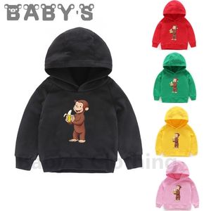 Children Hooded Hoodies Kids Curious George Monkey Cartoon Sweatshirts Clothes 201127