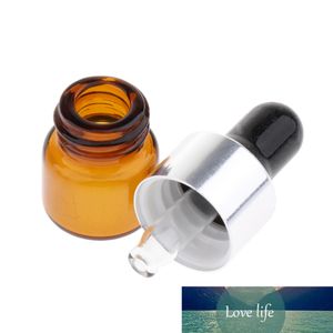 20 Pack Refill Empty Mini Amber Glass Essential Oils Dropper Bottles Jars, 1ml, for Cosmetic Perfume Sample Liquid Makeup