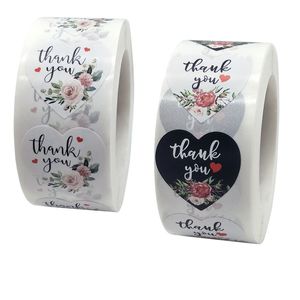 500pcs 1inch Heart Flower Thank You Adhesive Stickers Label Candy Gift Box Packaging Bag Wedding Cake Baking Decor