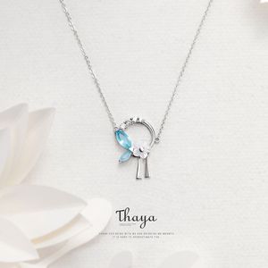 Thaya Blumen und Blätter Quasten Halskette 925 Silber Kubikzircon Kristall Halskette für Mode Geschenk Q0531