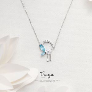 Thaya花と葉タッセルネックレス925シルバーキュービックジルコンクリスタルネックレスファッションギフトQ0531