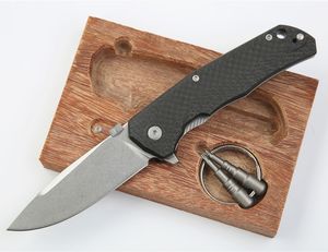 Neues High-End-Flipper-Klappmesser M390 Stone Wash-Klinge TC4 Titan-Carbonfaser-Griff Kugellager Schnelles Öffnen Messer EDC-Ausrüstung